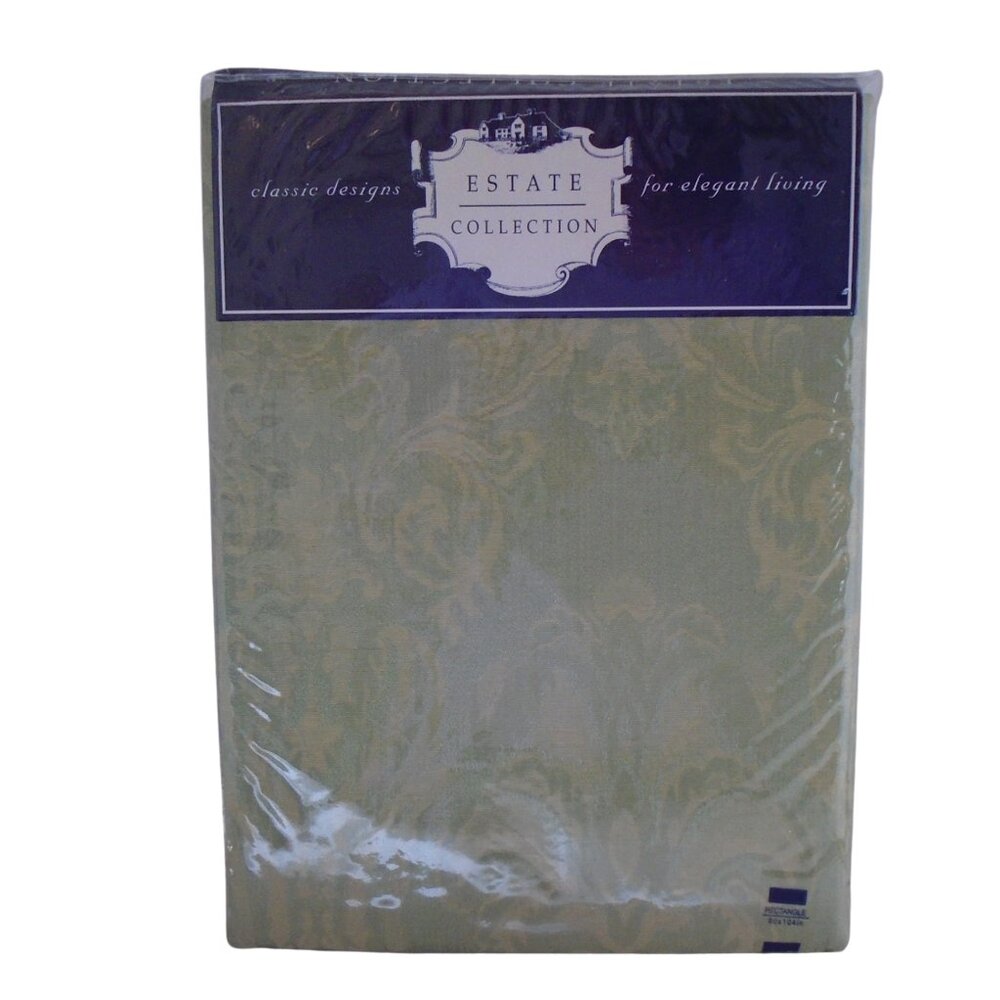 Estate Collection Jacquard Tablecloth 60"X104" Rectangular Color Green